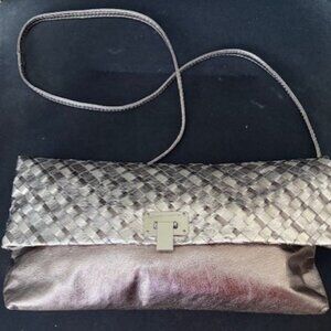 Elliott Lucca Tri-tone Silver Metallic Crossbody / Clutch Purse